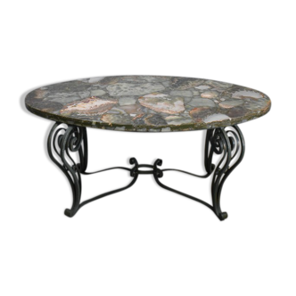 Marble and Forged Iron Low Table - 1950