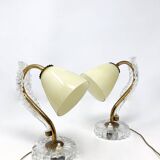 Mid-Century Modern Brass and Glass Table Lamp, 1950s