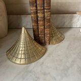 Paire de serre-livres en laiton massif vintage