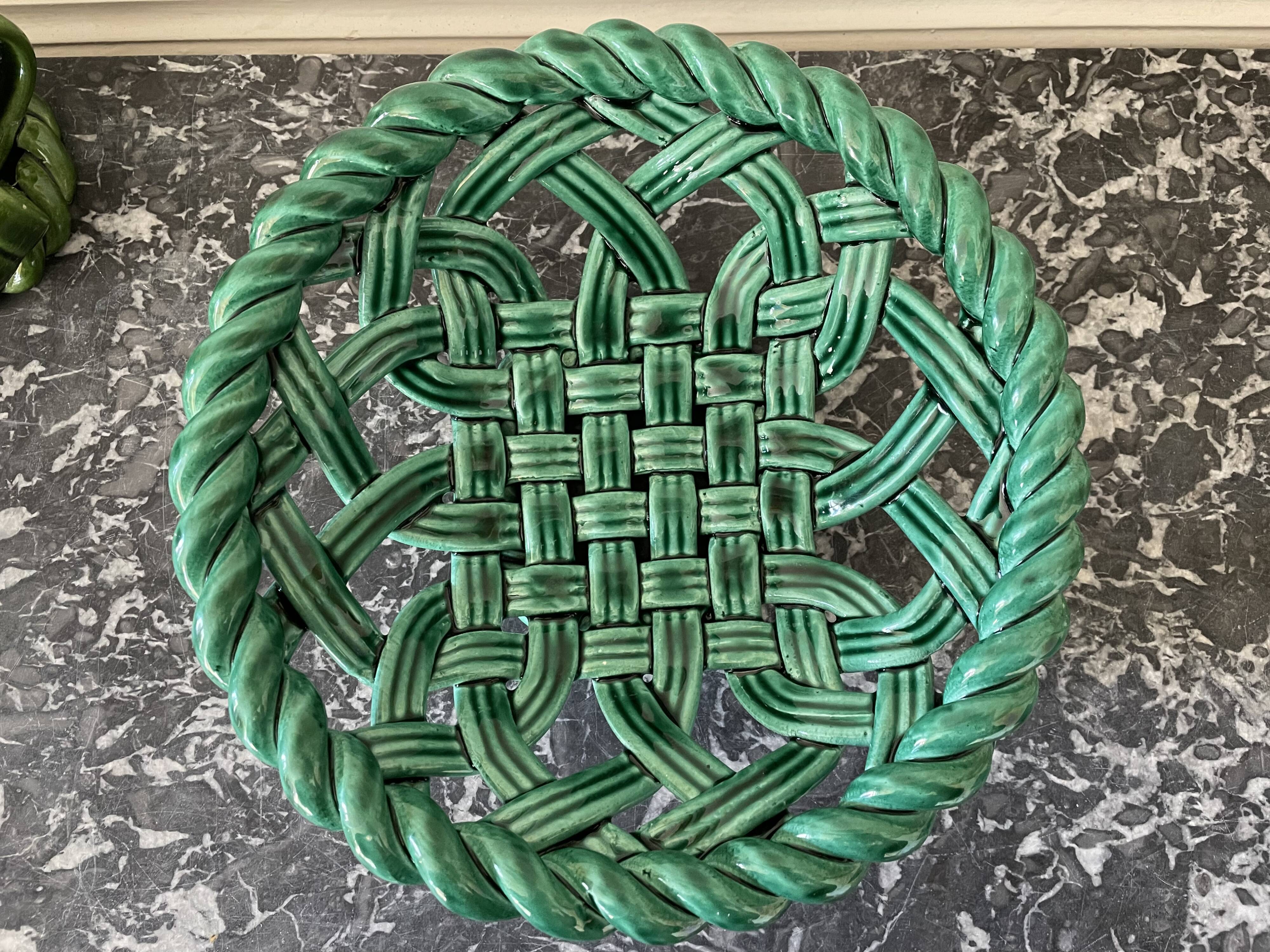 Braided earthenware basket