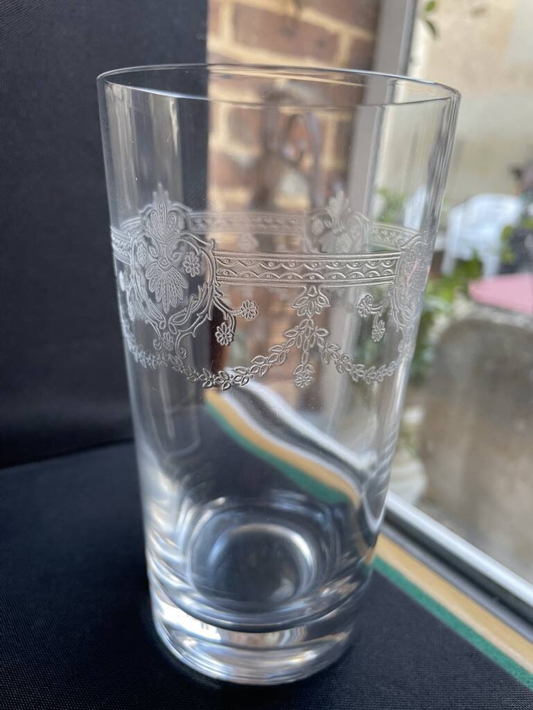 4 Engraved crystal fruit juice glasses