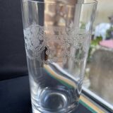 4 Engraved crystal fruit juice glasses