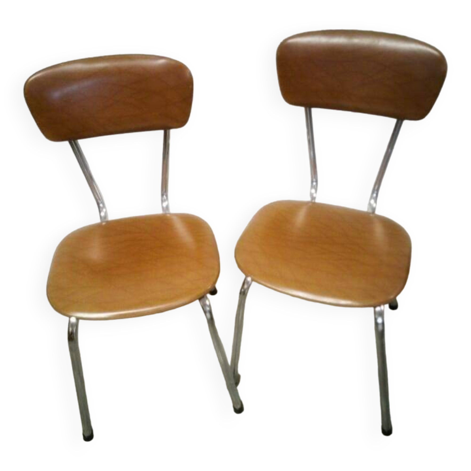 Pair of vintage chrome and leatherette chairs