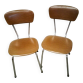 Pair of vintage chrome and leatherette chairs