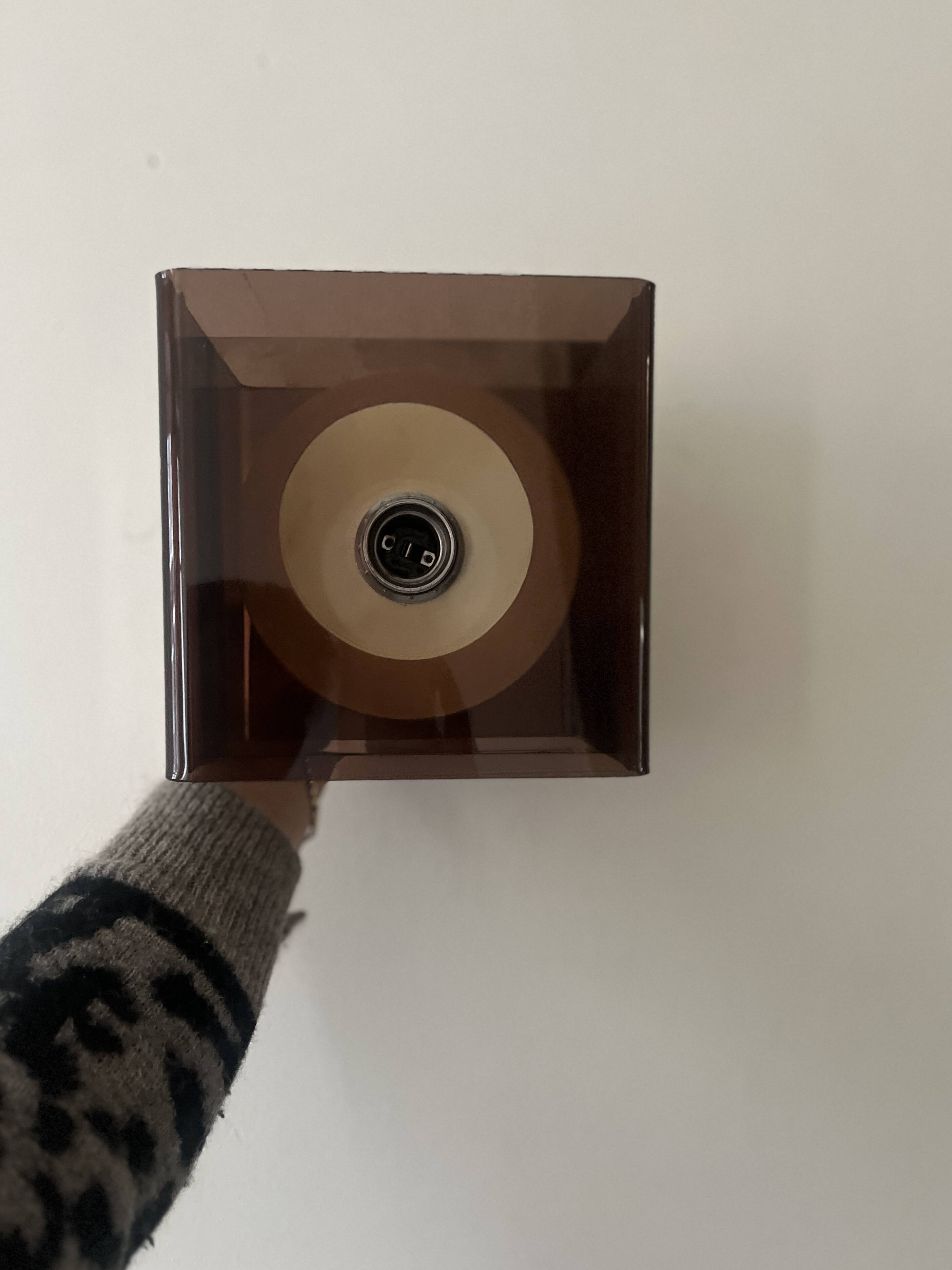 pair of 2 plexiglass wall lights, Disco model, by Jocelyne Trocmé, design 1970.