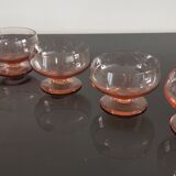 Set of 6 old standing cup in pink crystal