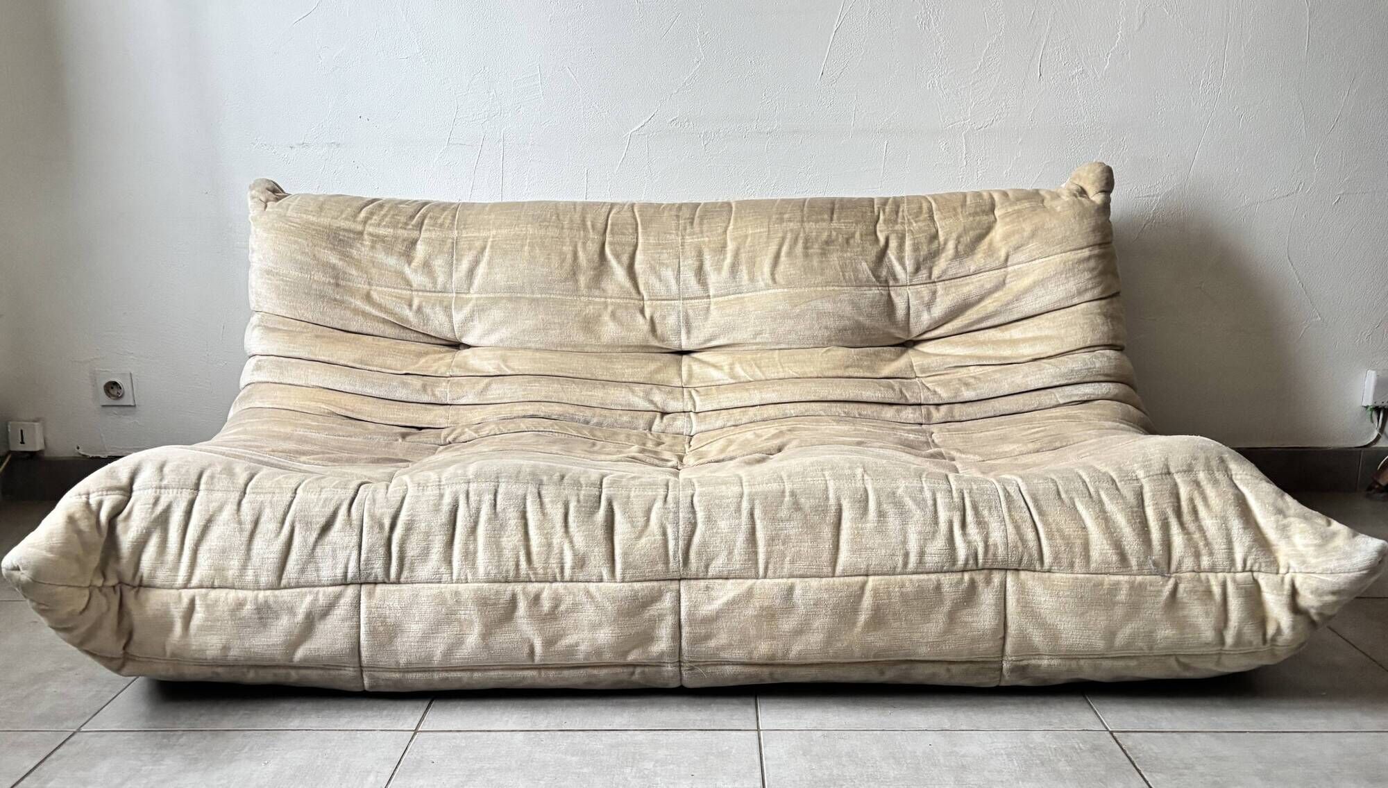 Togo Ensemble Ligne Roset vintage – 3-seater sofa and armchair
