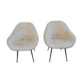 Pair of haired armchairs 1960