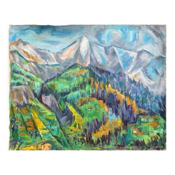 Tableau "paysage alpin" hst marcelle guetta-fattal (1922-2009) fauvisme cubime