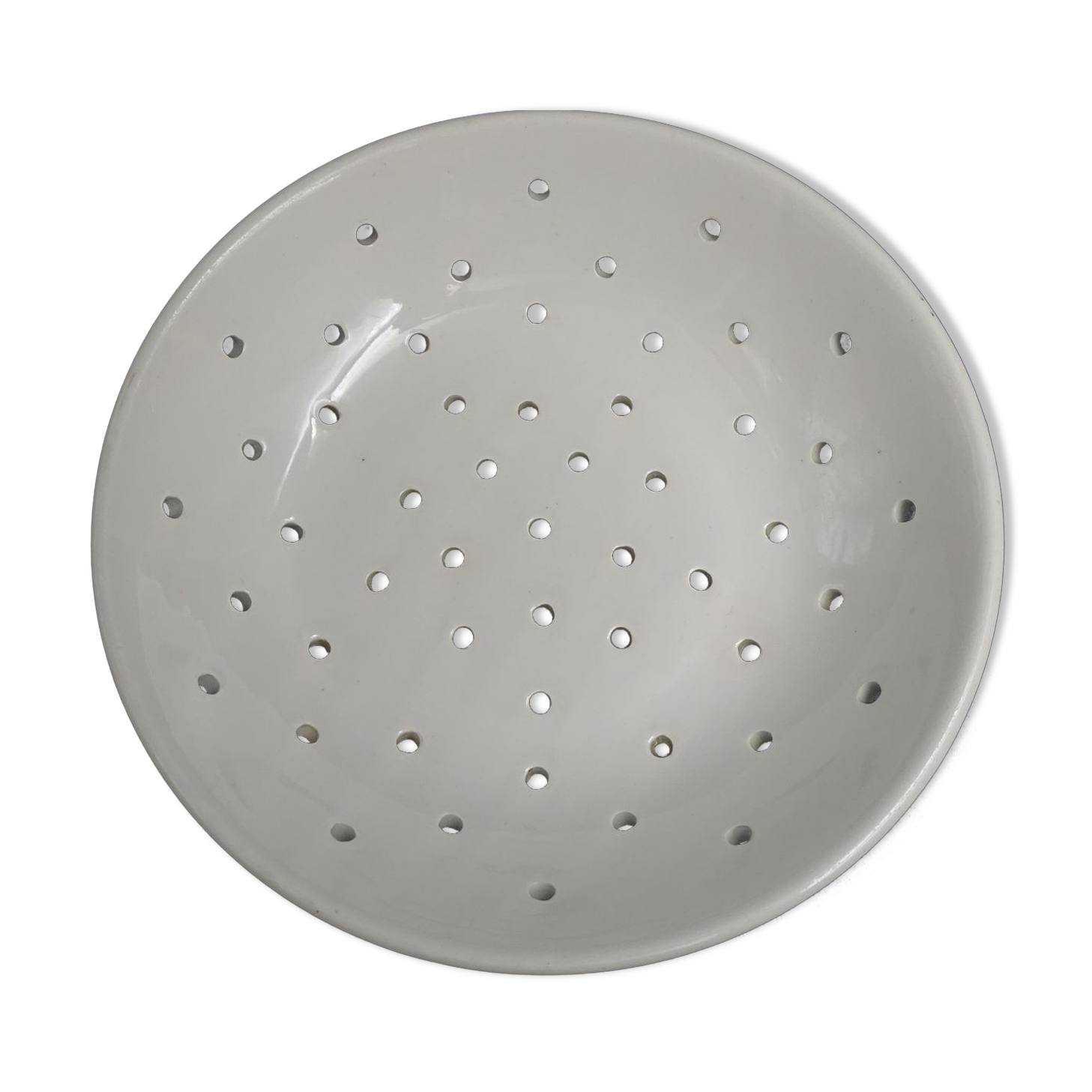 Digoin white earthenware strawberry drain plate - circa 1950 - Vintage