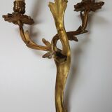 Trio d'anciennes appliques en bronze - style Louis XV - 2 feux