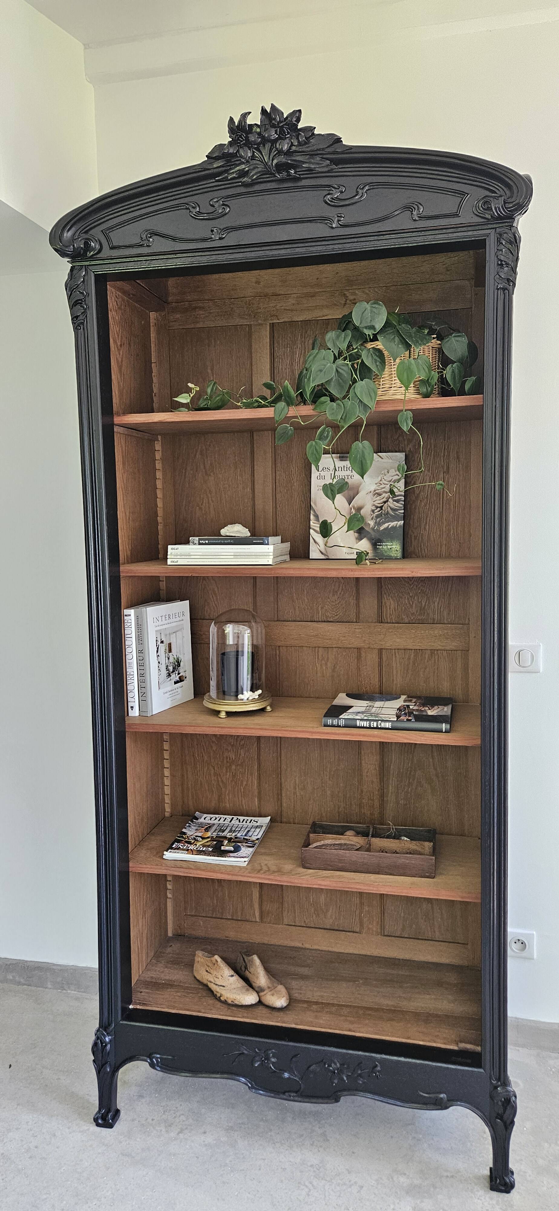Library shelf cabinet of curiosities Art Nouveau black