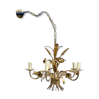 Vintage gold metal chandelier 70