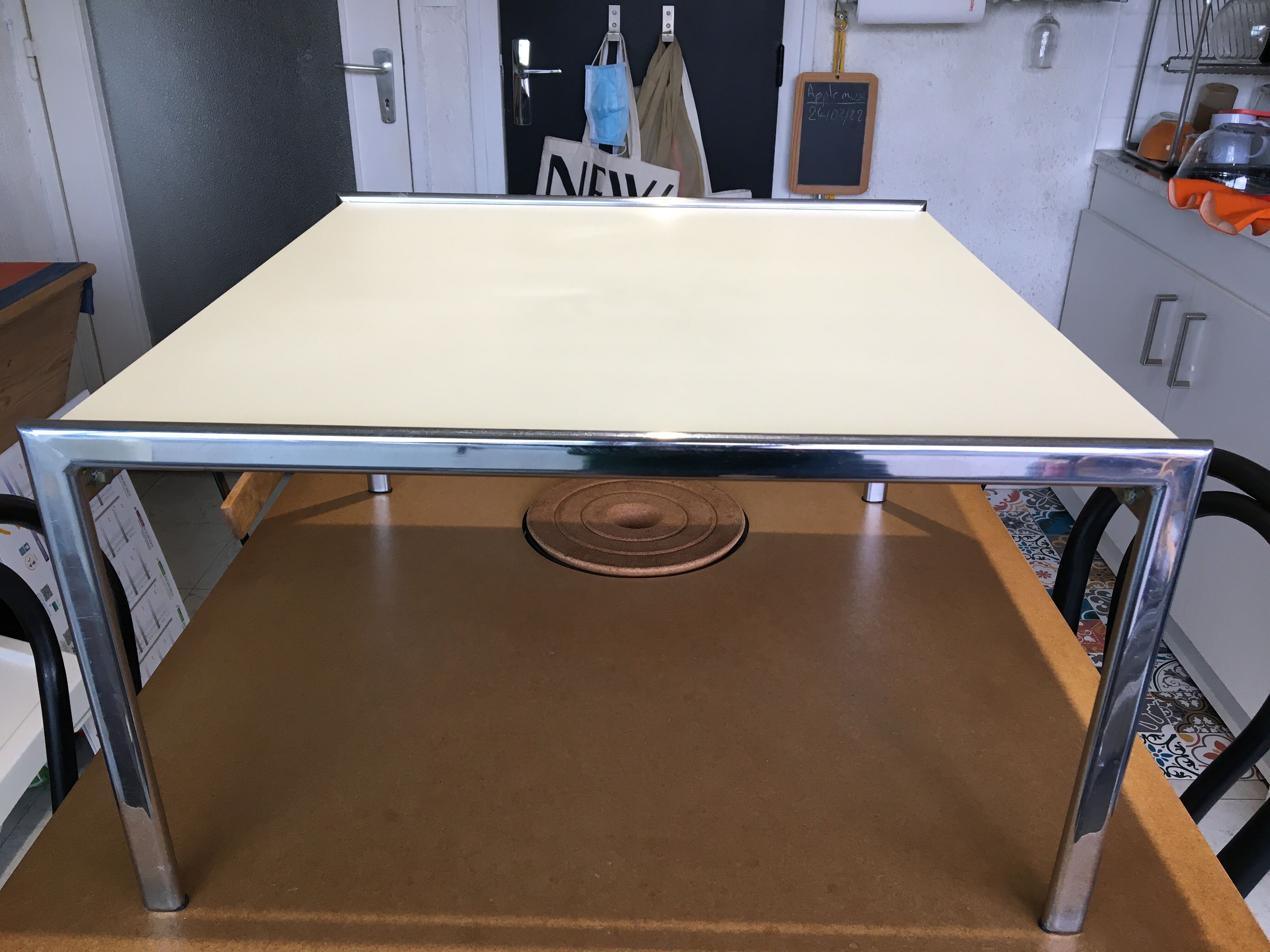 Vintage 80s chrome coffee table