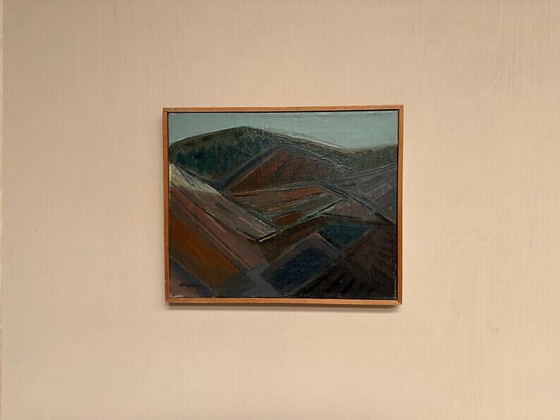 Original Swedish Oil on Canvas – “Glumslövs Backar” by Eric Julius – Signed – Vintage & Framed – 49 × 41 cm