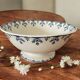 Large antique pedestal salad bowl in Gien earthenware.
