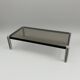Large smoked glass and chrome coffee table 120 cm – vintage design
