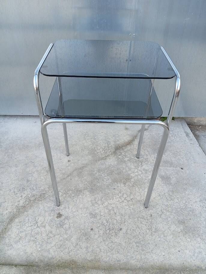 Vintage chrome and glass side table