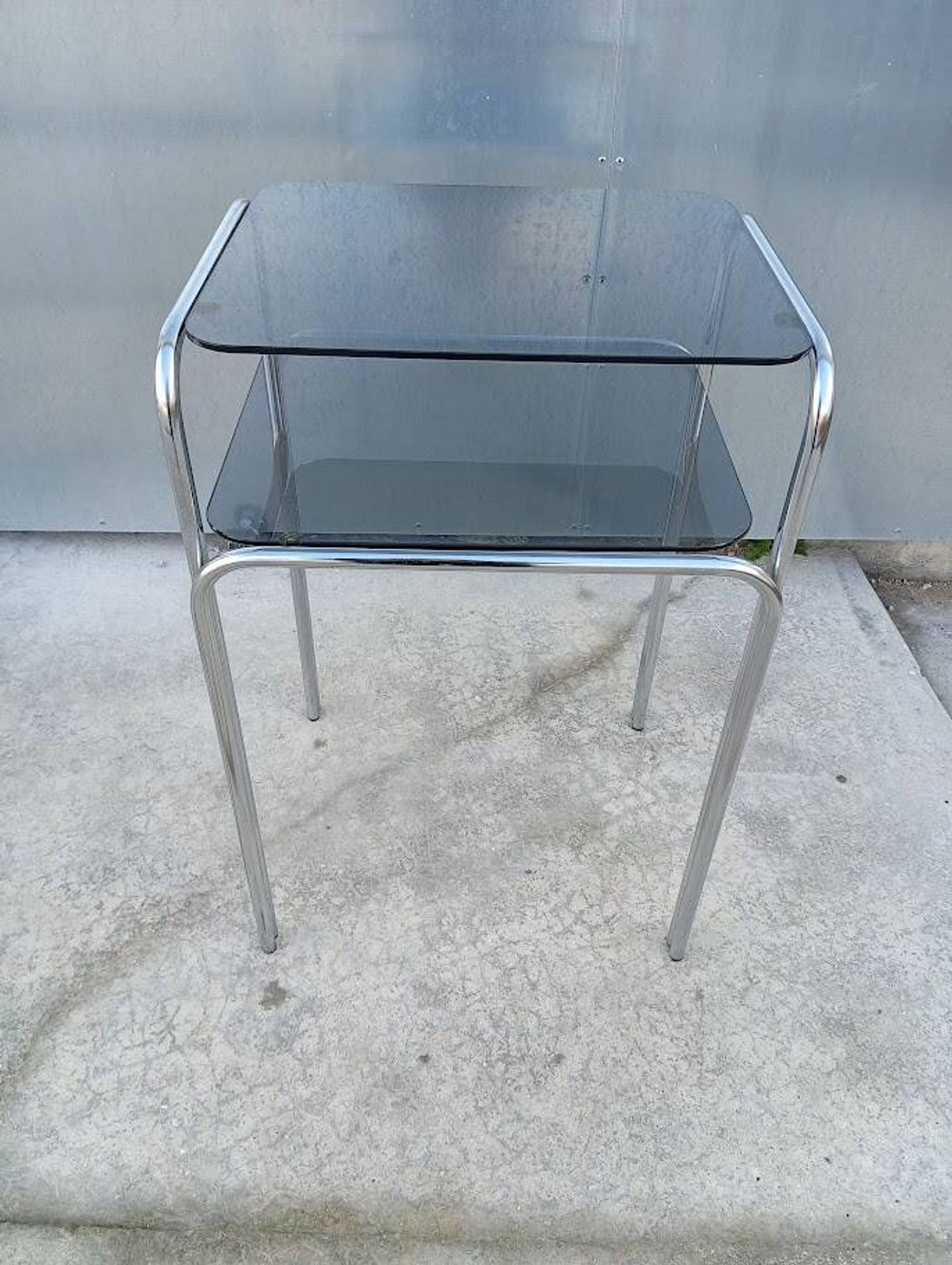 Vintage chrome and glass side table