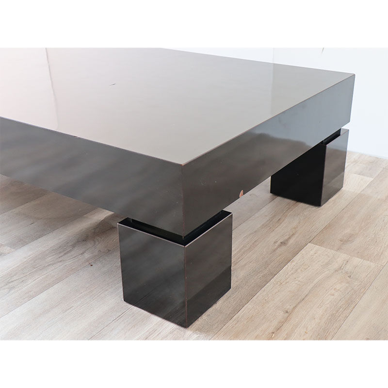 Modernist coffee table in black lacquered wood 1970