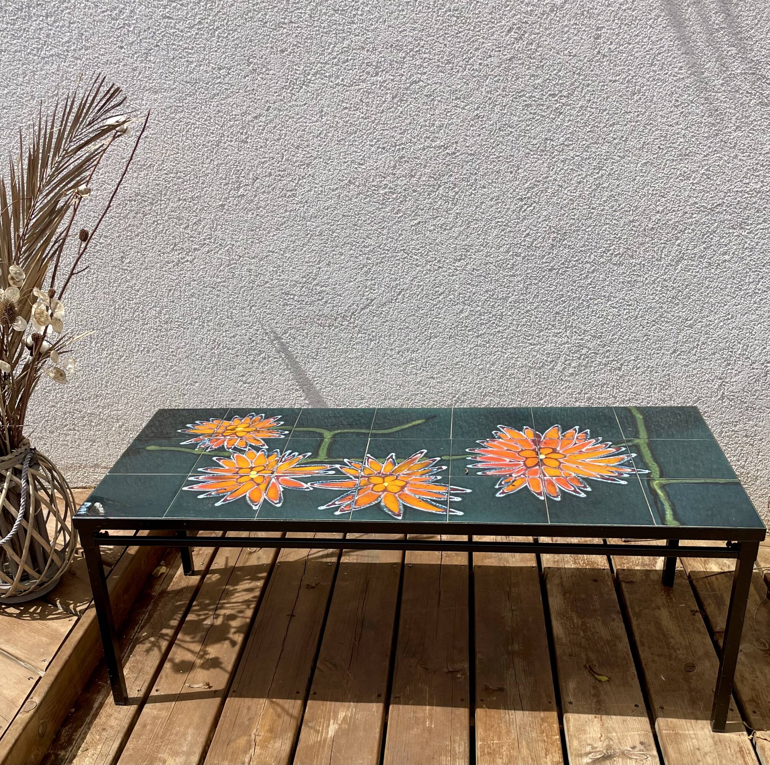 Coffee table with ceramic tile top