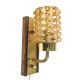 Postmodernist wall lamp, brass, walnut, glass, Germany, 1970s