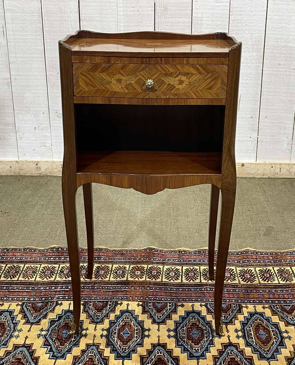 Louis XV style bedside table in rosewood and oak from the 1970s.