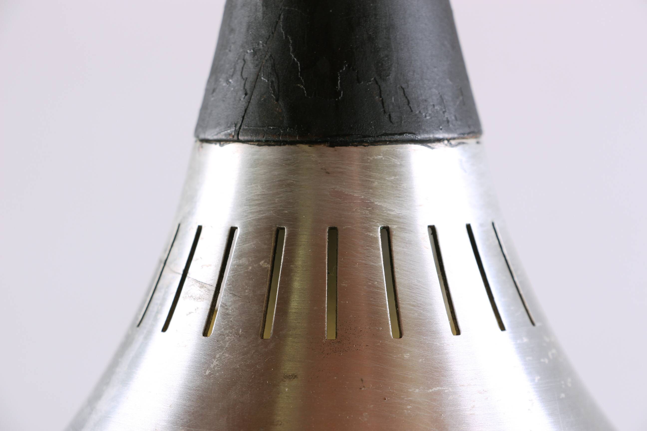 Large Danish pendant light in chrome metal, orient model by Jo Hammerborg for Fog & Morup 1960.