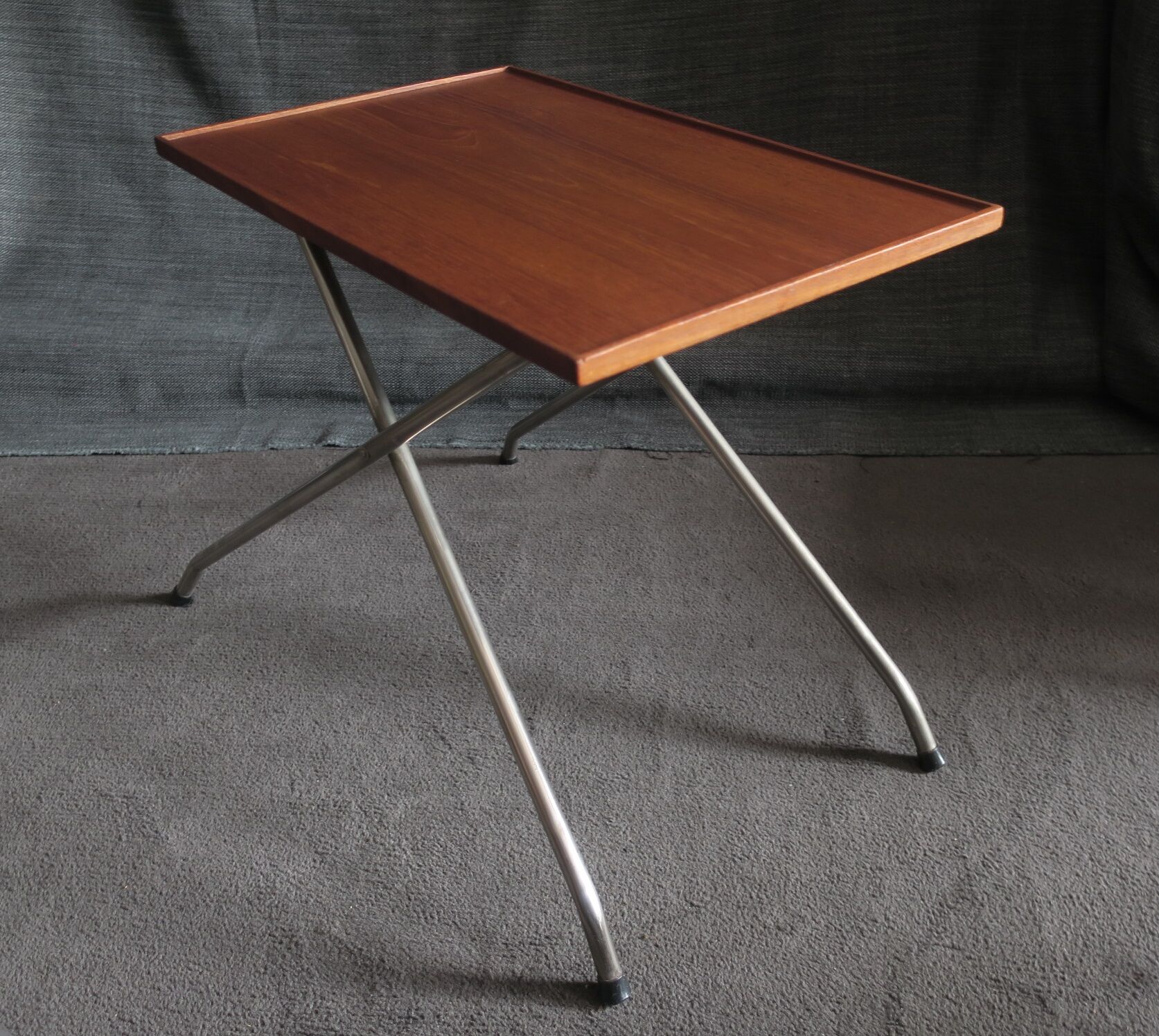 Danish teak and aluminium adjustable wine table, 1960s