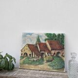 Tableau ancien huile sur toile ferme