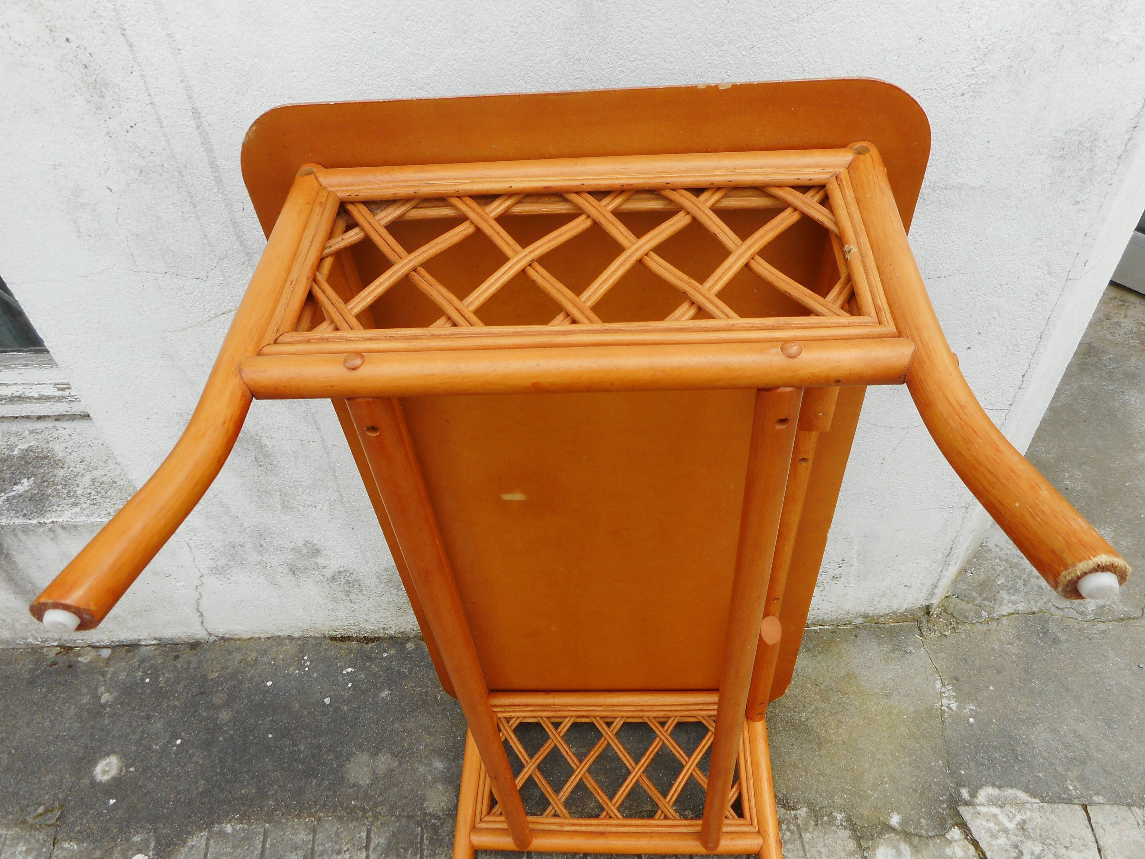 Wood and rattan coffee table