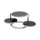 Round rotatable coffee table design black glass chrome 3 plateaus 1980s