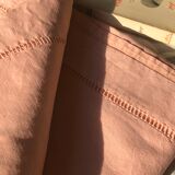 Old linen and cotton sheet tinted coral