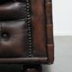 Dark brown cow leather vintage 2-seater Chesterfield sofa in English style