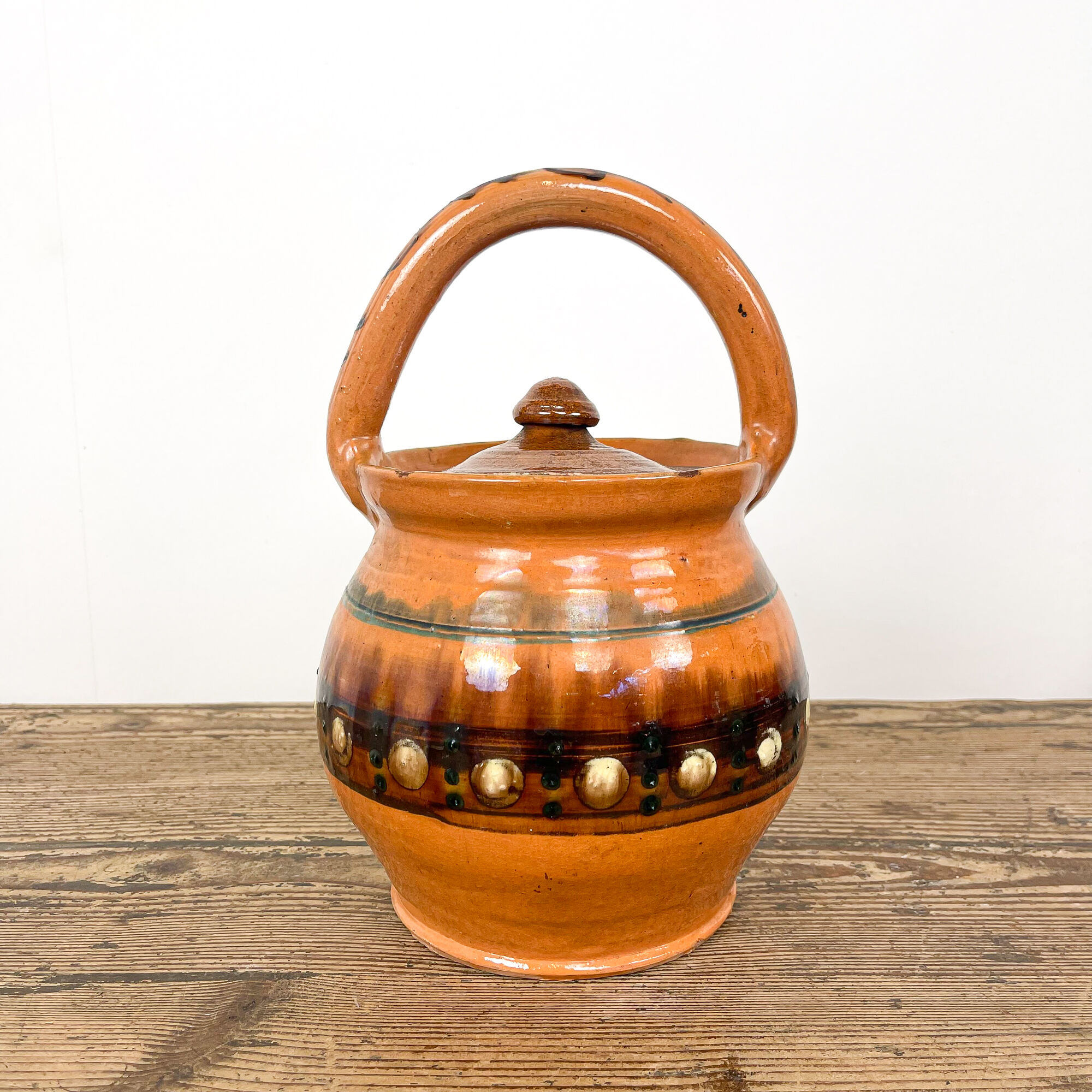 Glazed terracotta cooking pot 19th century orange
