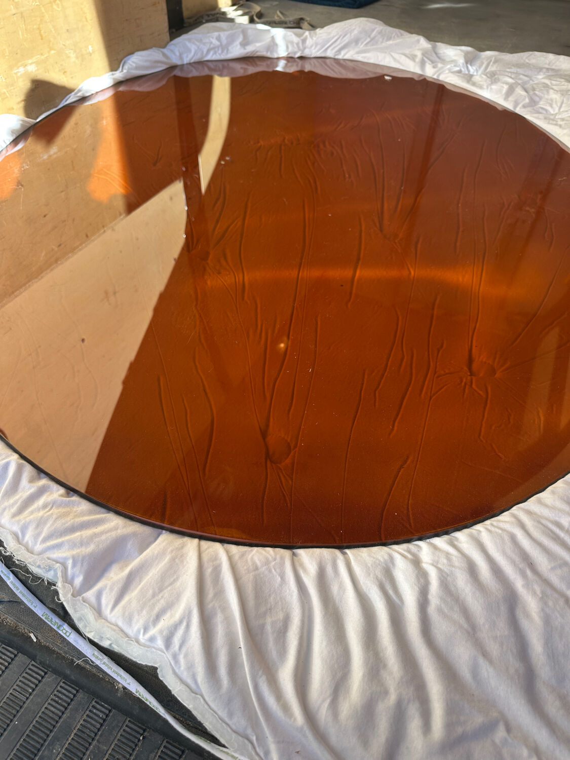 ORANGE smoked glass tulip foot table Gastone Rinaldi