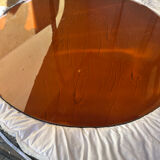 ORANGE smoked glass tulip foot table Gastone Rinaldi