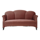 Canapé 2 places danois des années 1950, velours de mobilier rose saumon, pieds en bois de chêne.