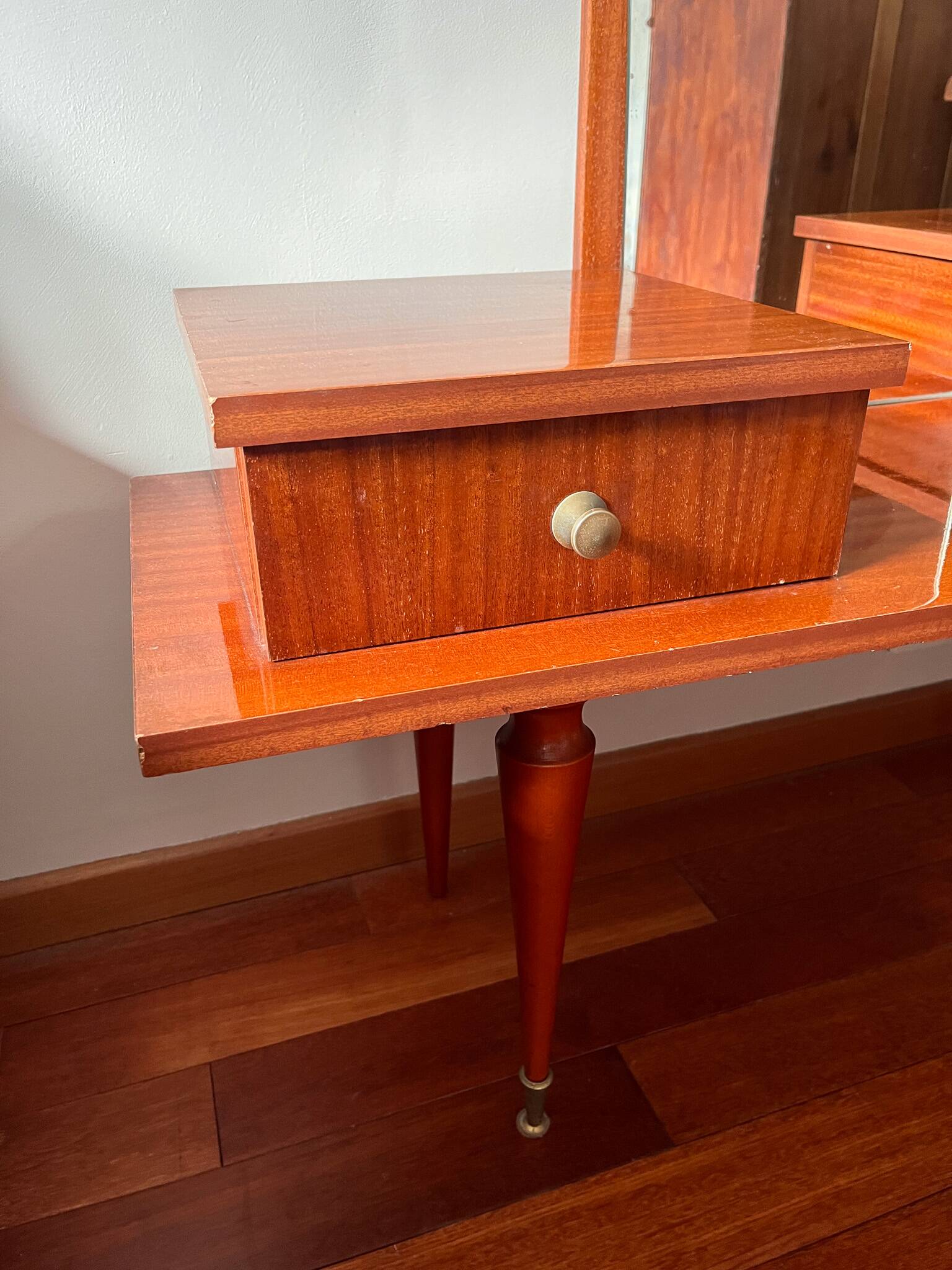 Scandinavian dressing table mirror from the 50s-60s with compass feet
