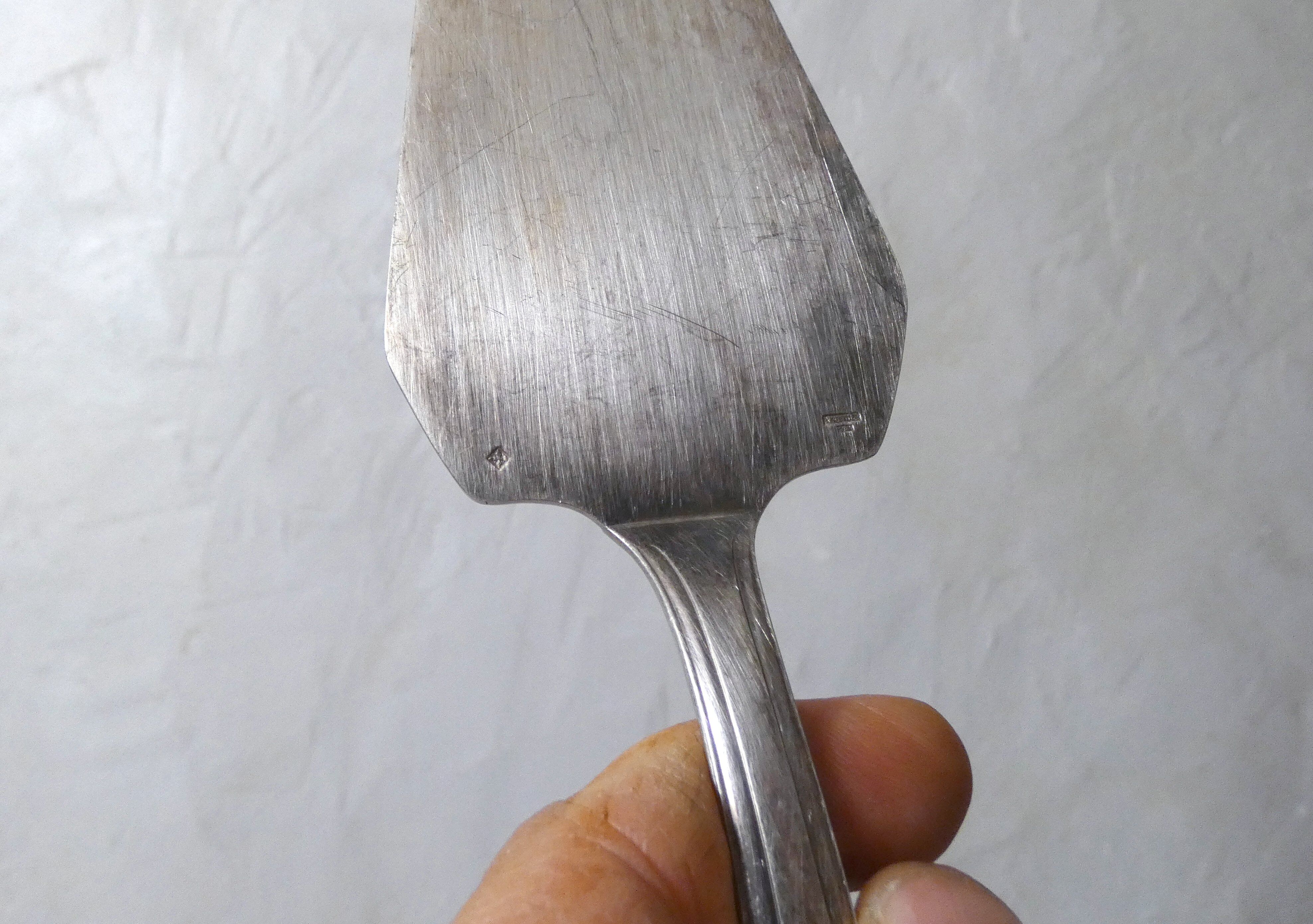 antique silver-plated cake server in its box