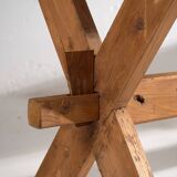 Antique solid wood table with green patina (c.1920)