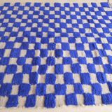 Moroccan blue checkered rug - 289 x 225 cm