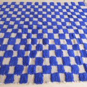 Moroccan blue checkered rug - 289 x 225 cm
