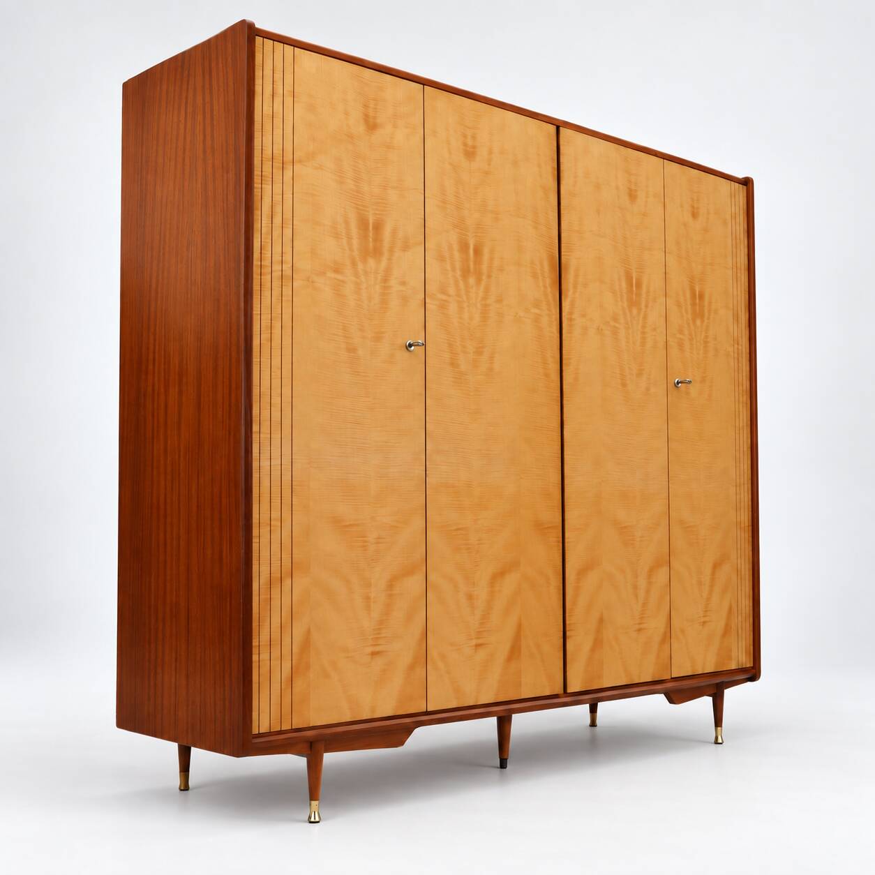Vintage 4-door wardrobe / linen cabinet from the 1960s or 70s