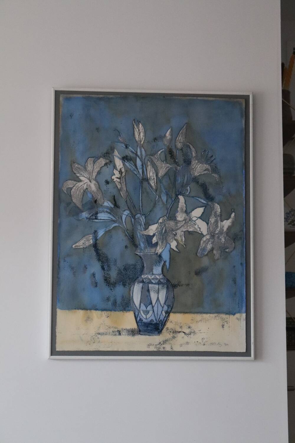 Large watercolor, pastel and ink painting signed Maria Blackey 1997