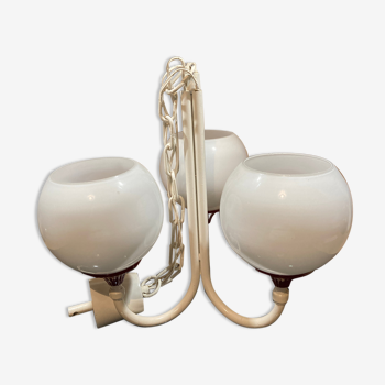 Suspension 3 globes porcelaine annees 80