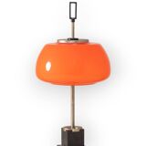Oscar Torlasco, orange glass table / desk lamp, Prod. Lumi, 1960 ca.