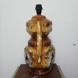 Pied de lampe vintage double éclairage en grès et céramique