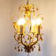 Small Italian chandelier in gold metal with leaves and flowers, c. 1960 (30 cm)