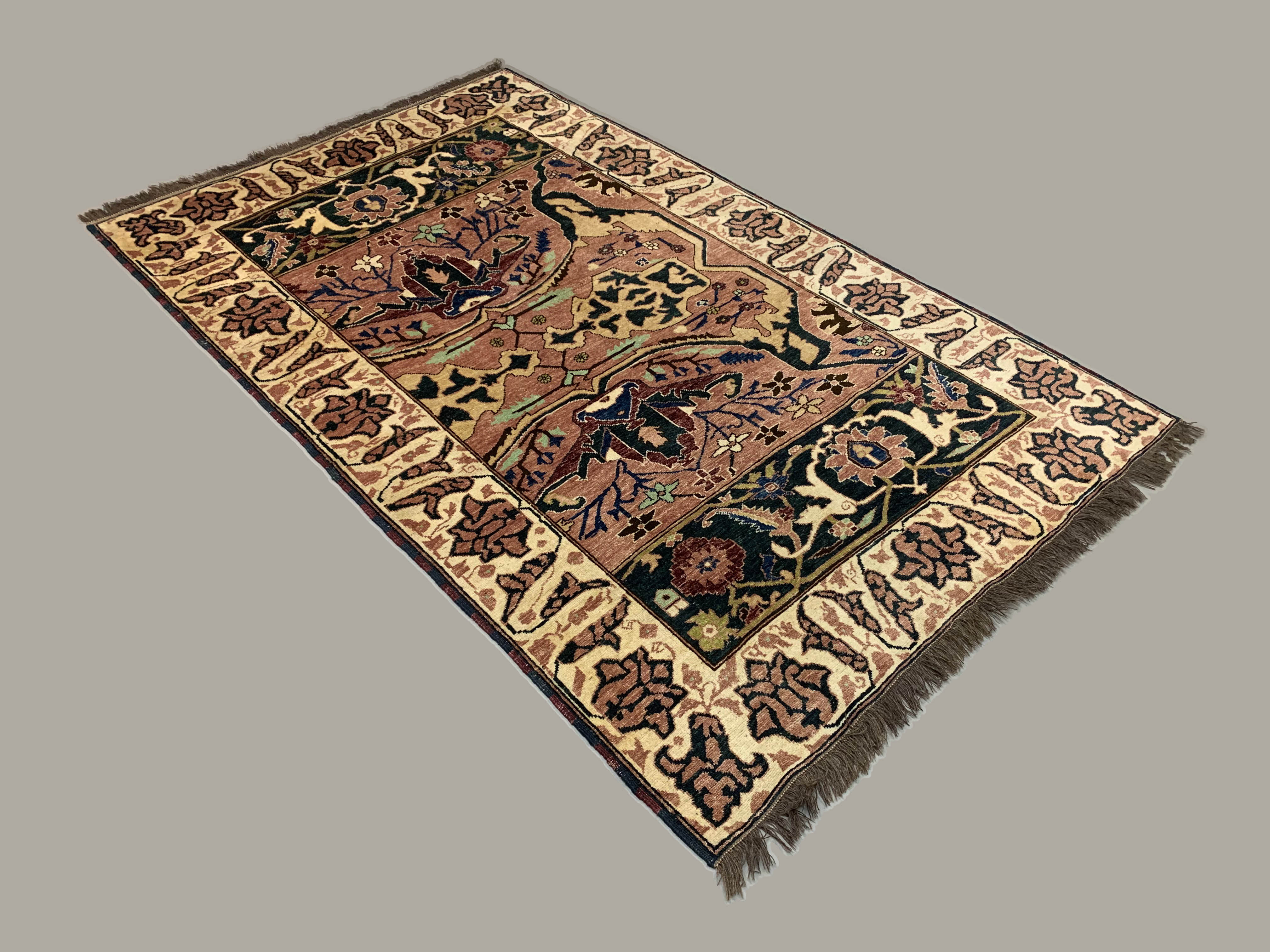 Unusual afghan wool ziegler rug 250x156 cm handmade chobi rug, purple beige blue